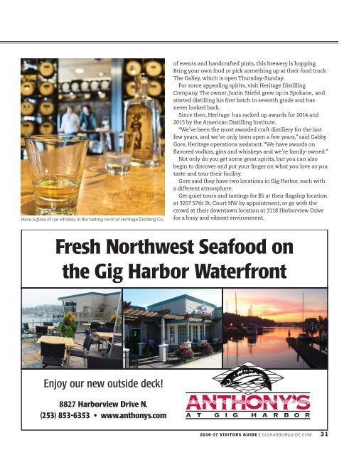 Gig Harbor (Wash.) Official Visitor Guide for 2016