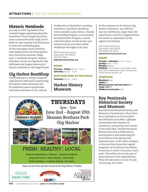 Gig Harbor (Wash.) Official Visitor Guide for 2016