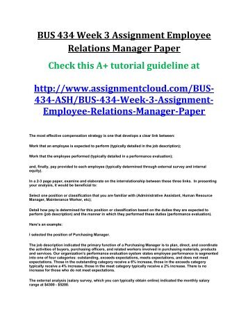 ashford bus 434 week 3 assignment employee relations manager paper employee relations manager
