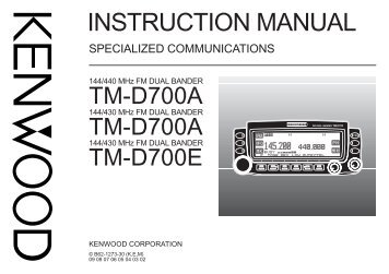 Kenwood TM-D700A - Communications English, Specialized Manual (2000/10/30)