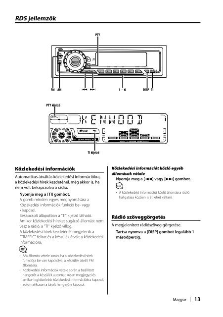 Kenwood KDC-508 - Car Electronics Hungarian, Croatian, Slovene ()