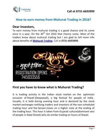 Muhurat Trading by TradeIndia Research