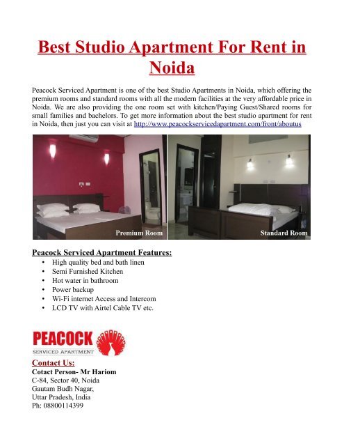 Best Studio Apartment For Rent In Noida