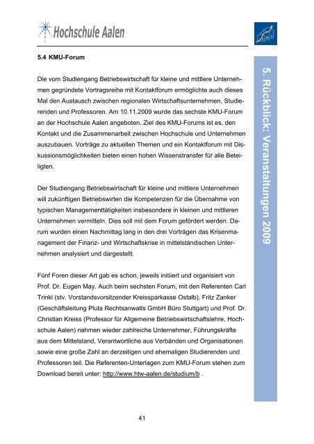 Jahresbericht 2009 - Hochschule Aalen