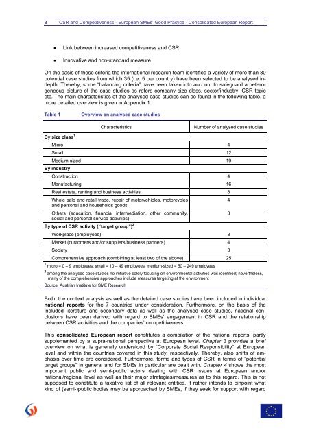 CSR and Competitiveness European SMEs - KMU Forschung Austria