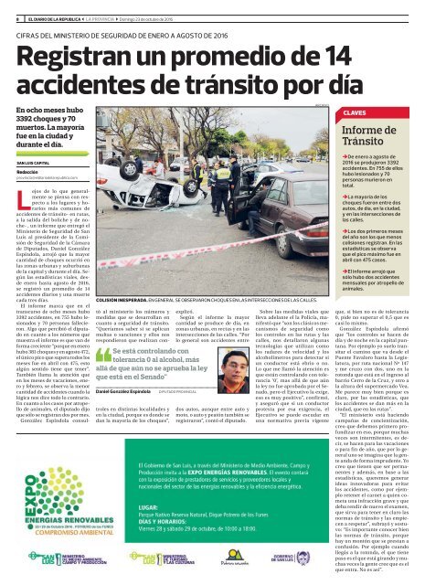 Hay 14 accidentes de tránsito por día