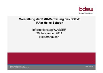 Vorstellung der KMU-Vertretung des BDEW RAin Heike ... - LDEW