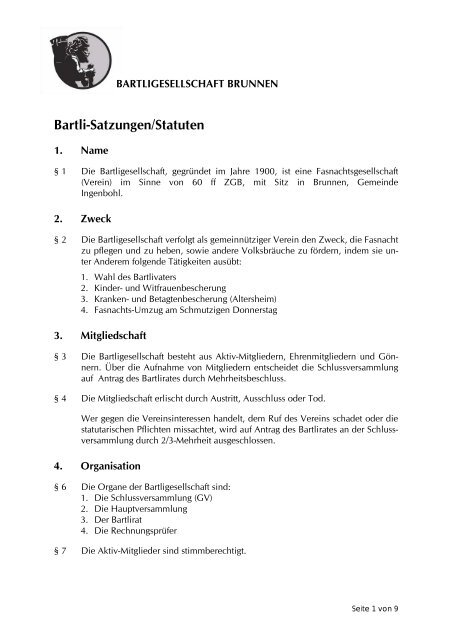 Bartli-Satzungen/Statuten - Bartligesellschaft