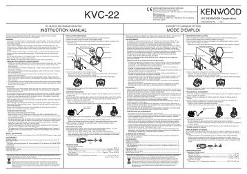 Kenwood KVC-22 - Communications English, French, German, Dutch, Italian, Spanish ()