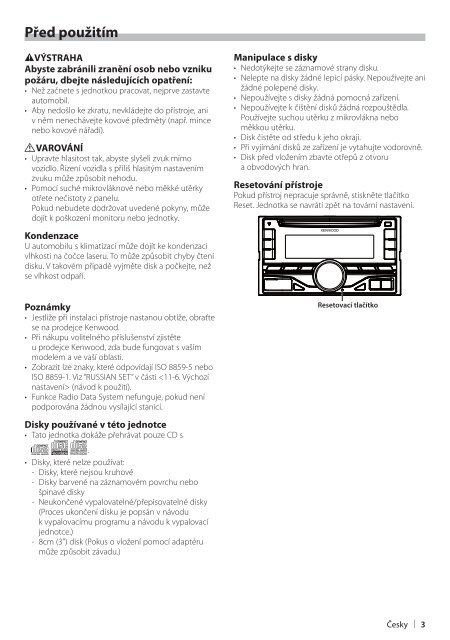 Kenwood DPX405BT - Car Electronics Czech (Quick Start Guide) ()