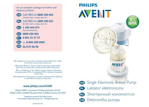 Philips Avent Single Electronic Breast Pump - User Manual - RUS