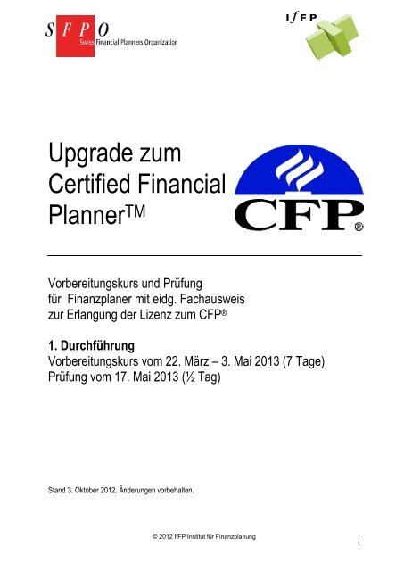 CFP Upgrade - IfFP - Institut für Finanzplanung