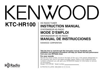 Kenwood KTC-HR100 - Car Electronics English, French, Spanish (2003/11/27)