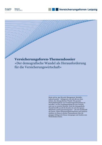 Versicherungsforen-Themendossier - Versicherungsforen Leipzig