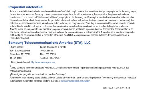 Samsung SGH-A597 - SGH-A597WRAATT - User Manual ver. F8 (SPANISH,4.32 MB)