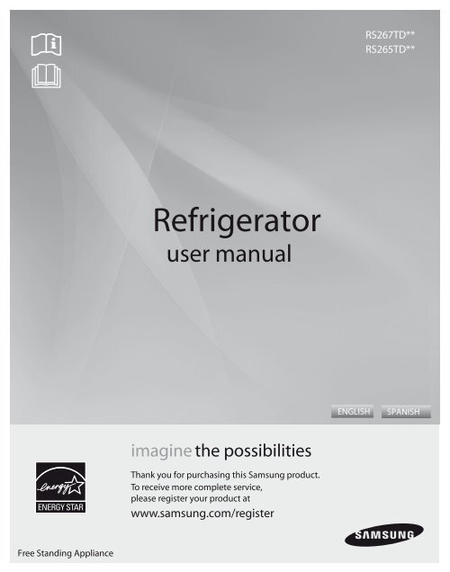 idioma Varios blusa Samsung 26 cu. ft. Side by Side Refrigerator - RS265TDPN/XAA - User Manual  ver. 1.0 (ENGLISH, SPANISH,