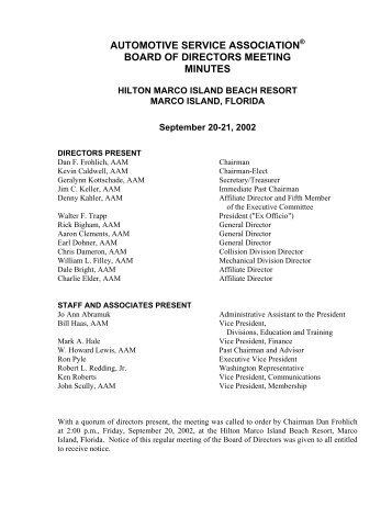 board of directors meeting minutes