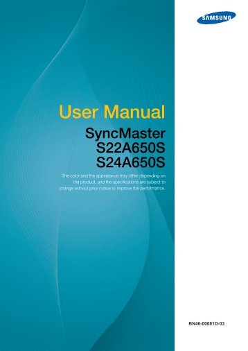 Samsung 22â SA650 Series LED Monitor - LS22A650SEV/ZA - User Manual (ENGLISH)
