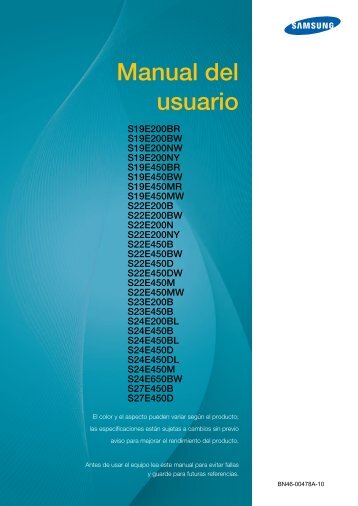 Samsung S19E450BR â 19" SE450 Series LED Monitor - LS19E45KBRV/GO - User Manual ver. 1.0 (SPANISH,5.57 MB)