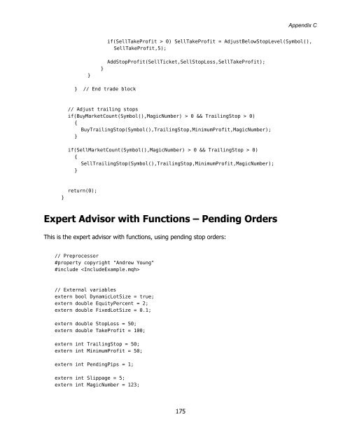 Expert Advisor Programming by Andrew R. Young