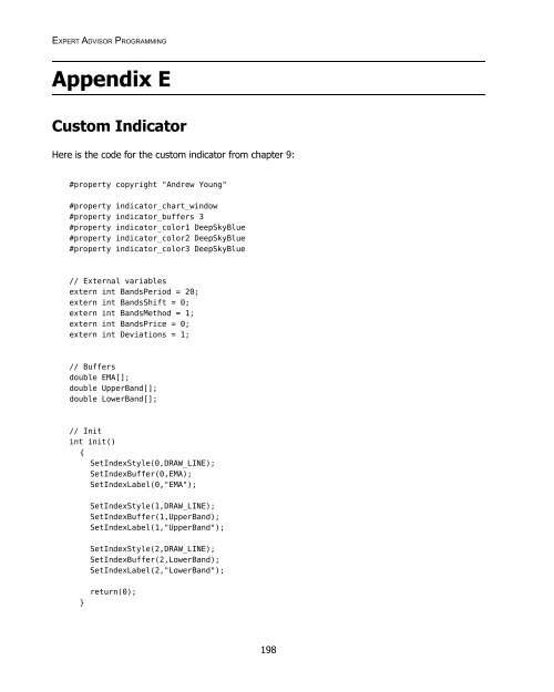 Expert Advisor Programming by Andrew R. Young