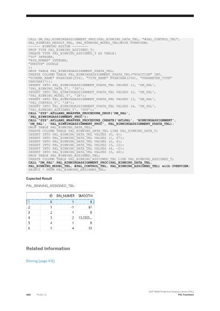 SAP HANA Predictive Analysis Library (PAL)