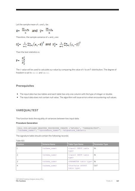 SAP HANA Predictive Analysis Library (PAL)