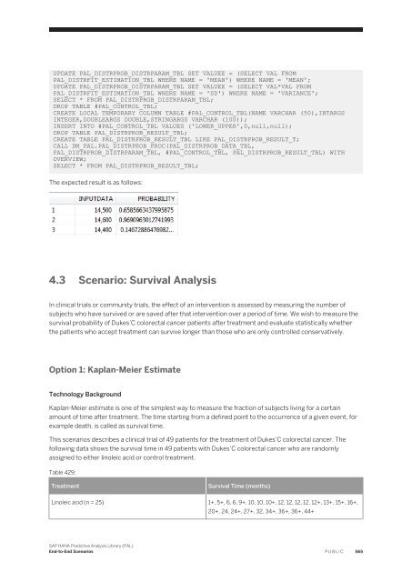SAP HANA Predictive Analysis Library (PAL)