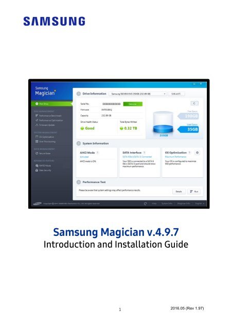 Samsung SSD 950 PRO NVMe 512GB - MZ-V5P512BW - Magician Software User  Manual (Software) ver. 4.9.7 -