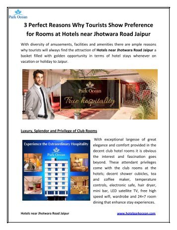 3 Perfect Reasons Why Tourists Show Preference for Rooms at Hotels near Jhotwara Road Jaipur
