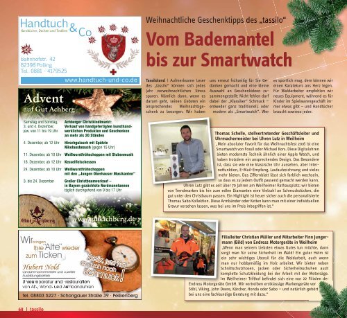 Tassilo, Ausgabe November/Dezember 2016 - Das Magazin rund um Weilheim und die Seen