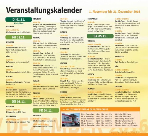 Tassilo, Ausgabe November/Dezember 2016 - Das Magazin rund um Weilheim und die Seen