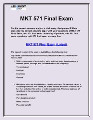 Assignment E Help : MKT 571 Final Exam | MKT 571 final exam answers 