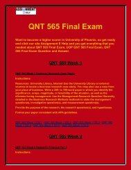 QNT 565 Final Exam : UOP QNT 565 Final Exam on Assignment E Help
