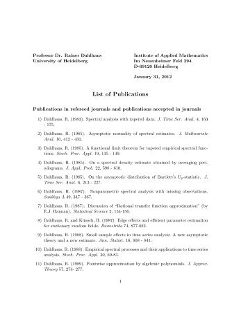 List of Publications - Universität Heidelberg