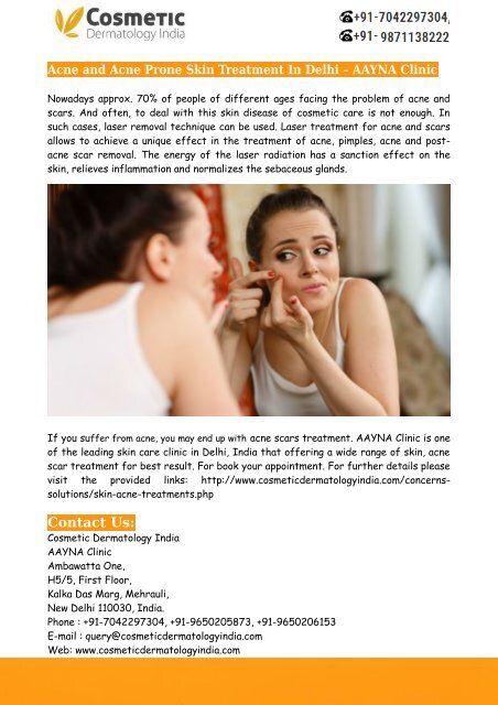 Acne and Acne Prone Skin Treatment In Delhi – AAYNA Clinic