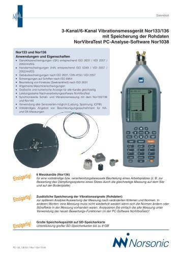 3-Kanal/6-Kanal Vibrationsmessgerät Nor133/136 mit Speicherung ...