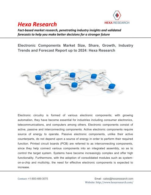 Electronic Components Market Analysis Size, Share, Growth, Industry Trends and Forecast to 2024 | Hexa Research