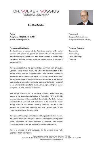 Dr. Jörk Zwicker - Dr. Volker Vossius | Patentanwaltskanzlei ...