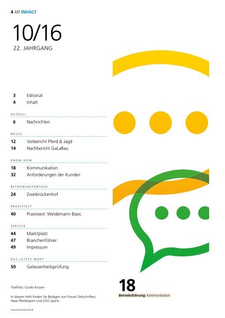 Pferdebetrieb Leseprobe: Ausgabe 10 2016