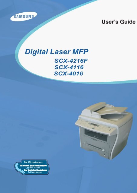 Samsung SCX-4216F - SCX-4216F/XAA - User Manual ver. 1.00 (ENGLISH,7.36 MB)