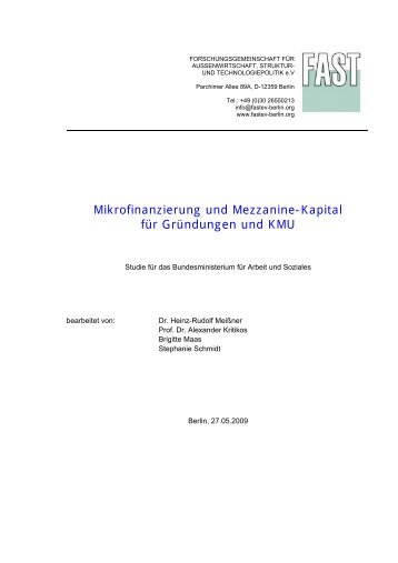 Mikrofinanzierung und Mezzanine-Kapital für Gründungen und KMU