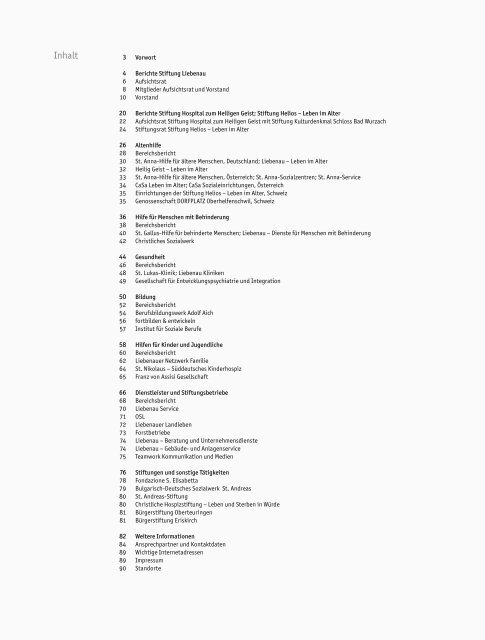 Jahresbericht 2011 der Stiftung Liebenau