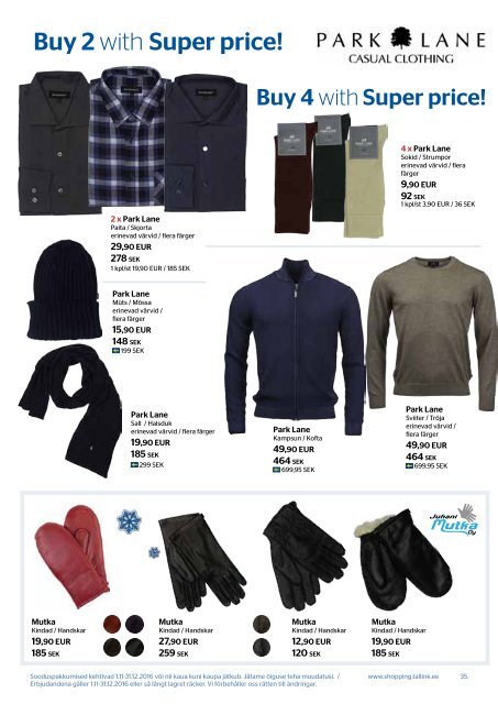 Tallinn-Stockholm I November 1-December 31,2016 Tallink Shopping catalogue - light