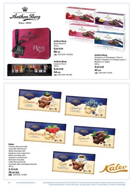 Tallinn-Stockholm I November 1-December 31,2016 Tallink Shopping catalogue - light