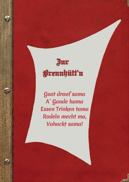 Speisekarte Zur Brennhütt'n Flachau