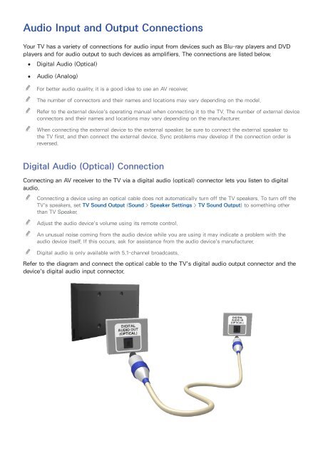 how to connect external speakers to samsung led tv series 5