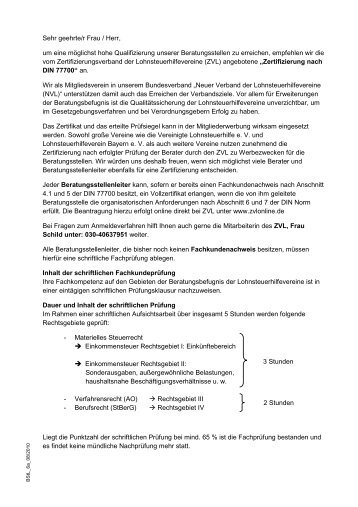 Allgemeine Erläuterungen zur Zertifizierung - Lohnsteuerhilfeverein ...