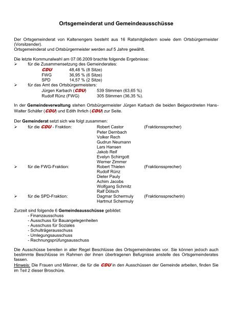 Kapitel 1 „Ihr neuer Heimatort“ - CDU – Kaltenengers