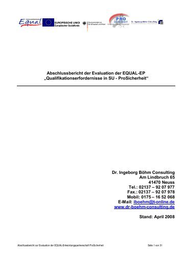 Download PDF-Datei: EQUAL-Abschlussbericht - Dr. Ingeborg Böhm